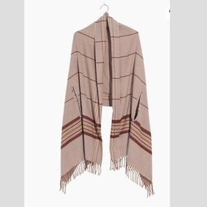 Madewell Placed Plaid Cape Scarf in Camel